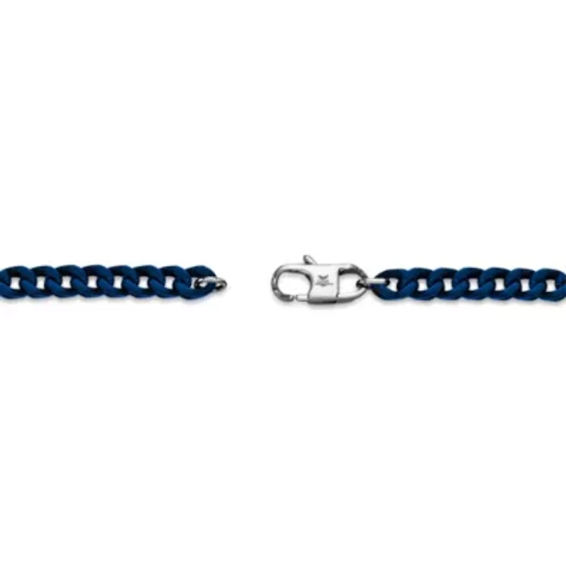 5mm Blue Acrylic Coated Stainless Steel Franco Necklace