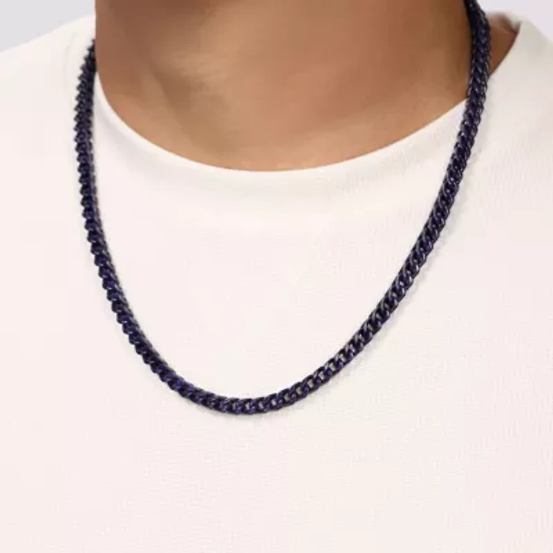 5mm Blue Acrylic Coated Stainless Steel Franco Necklace