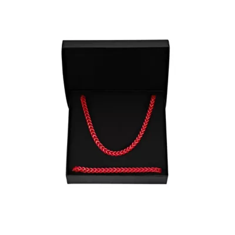 Red Acrylic Coated Stainless Steel Foxtail Chain Necklace & Bracelet Set