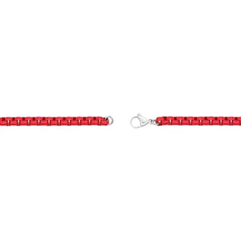 Stainless Steel Red Acrylic Box Chain Bracelet