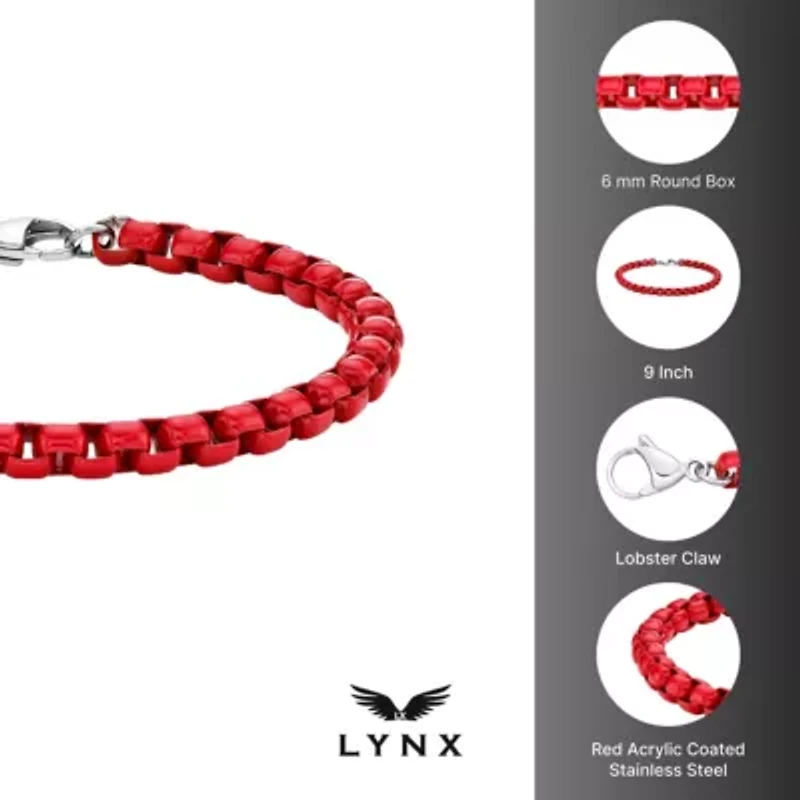 Stainless Steel Red Acrylic Box Chain Bracelet
