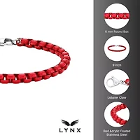 Stainless Steel Red Acrylic Box Chain Bracelet