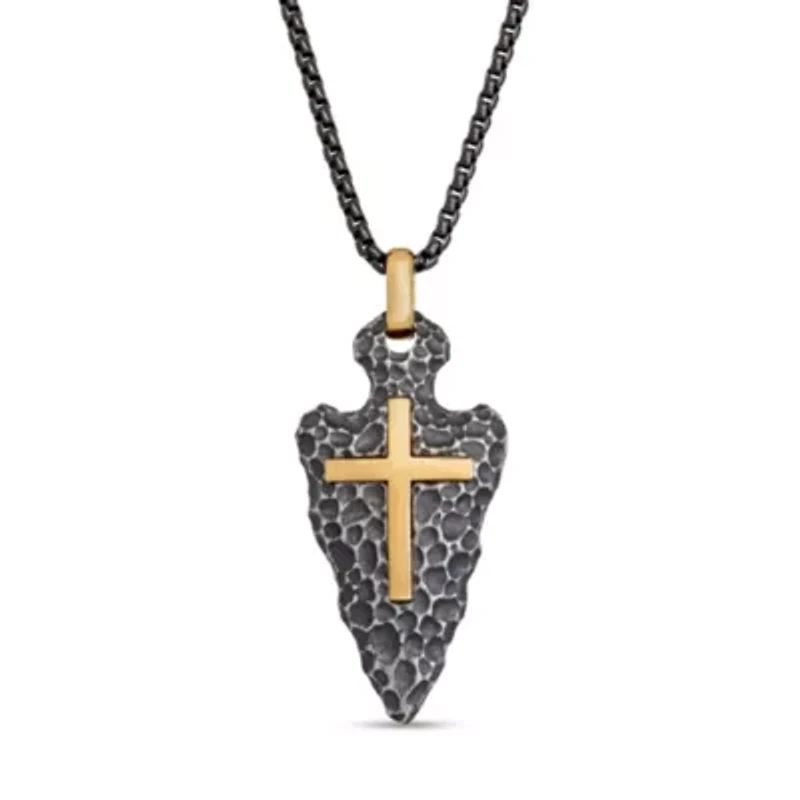 Stainless Steel Arrow Head Cross Pendant with Ion Plating
