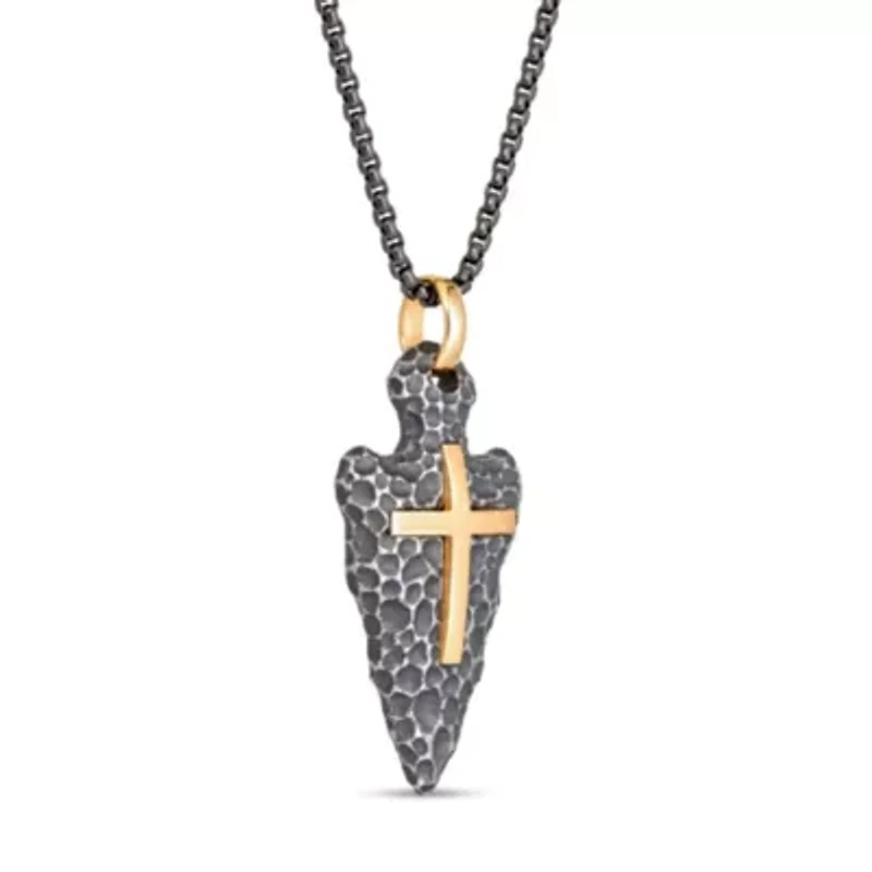 Stainless Steel Arrow Head Cross Pendant with Ion Plating
