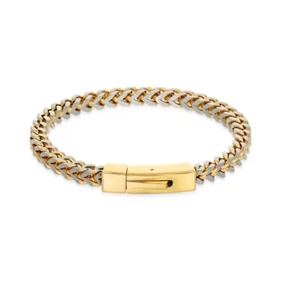 Stainless Steel Foxtail Chain Bracelet with Goldtone Ion Plating