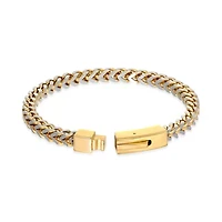 Stainless Steel Foxtail Chain Bracelet with Goldtone Ion Plating