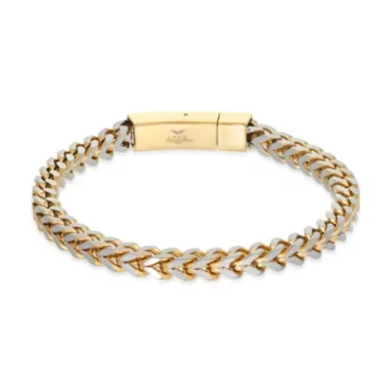 Stainless Steel Foxtail Chain Bracelet with Goldtone Ion Plating