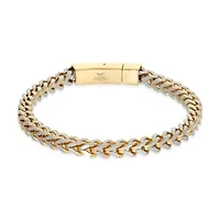 Stainless Steel Foxtail Chain Bracelet with Goldtone Ion Plating