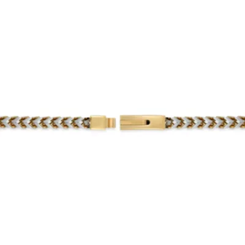 Stainless Steel Foxtail Chain Bracelet with Goldtone Ion Plating