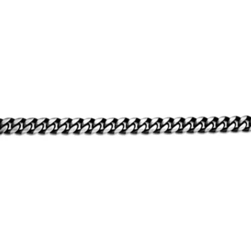 Black Ion Plated Stainless Steel Curb Bracelet with Fancy Push Lock