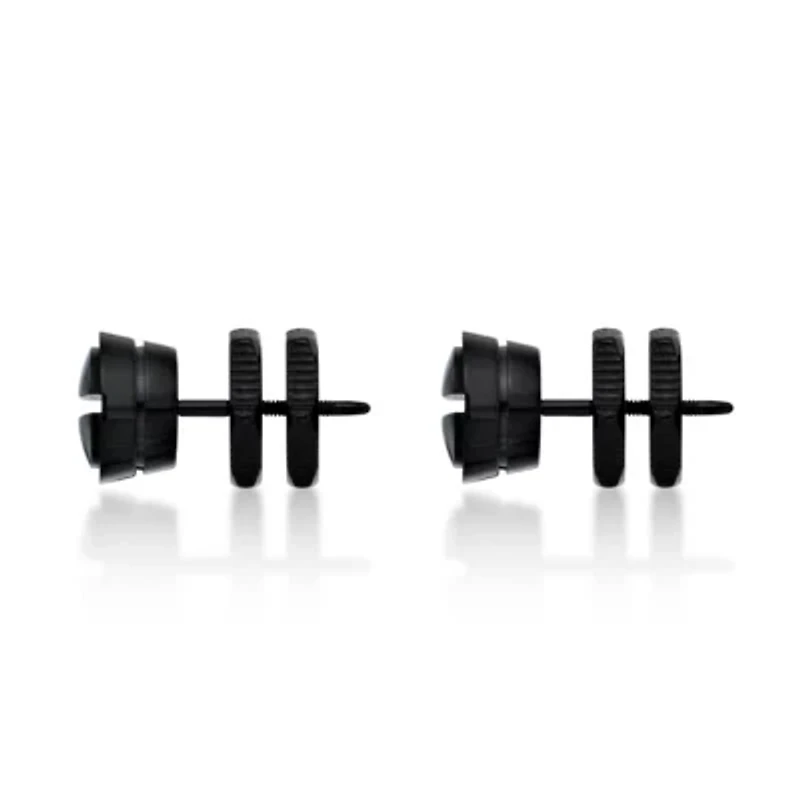 Men's Stud Earrings in Black Ion Plated Stainless Steel
