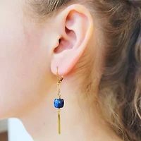 Blue Lapis Bar Drop Earrings