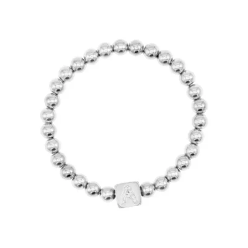 Sterling Silver Plated Initial Cube Stretch Bracelet