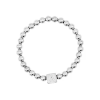 Sterling Silver Plated Initial Cube Stretch Bracelet