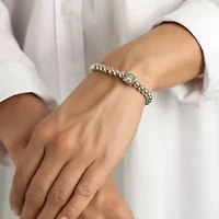 Sterling Silver Plated Initial Cube Stretch Bracelet