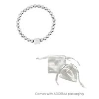 Sterling Silver Plated Initial Cube Stretch Bracelet