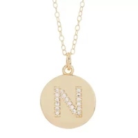 Tarnish Resistant 14k Gold Plated Initial Pave Disc Necklace