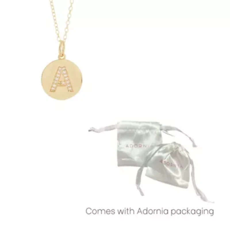 Tarnish Resistant 14k Gold Plated Initial Pave Disc Necklace