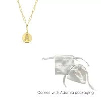 Tarnish Resistant 14k Gold Plated Pave Crystal Initial Disc Paperclip Necklace