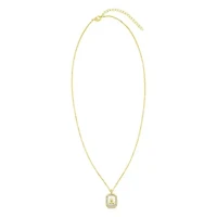 14k Gold Plated White Mother-of-Pearl Initial Tablet Necklace