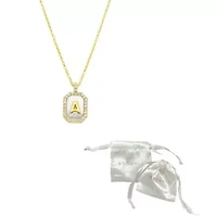 14k Gold Plated White Mother-of-Pearl Initial Tablet Necklace