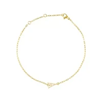 14k Gold Plated Pave CZ Sideways Initial Anklet