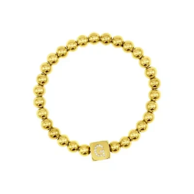 14k Gold Plated Initial Cube Stretch Bracelet
