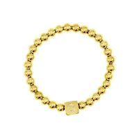 14k Gold Plated Initial Cube Stretch Bracelet