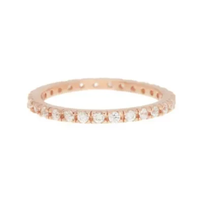14k Rose Gold Plated Crystal Eternity Band Ring