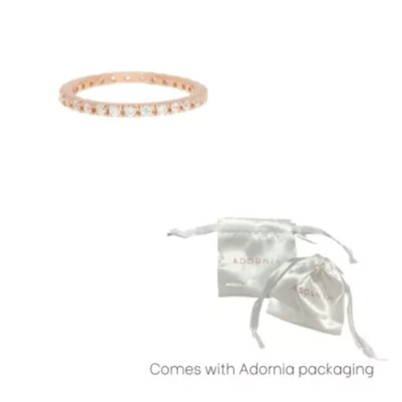14k Rose Gold Plated Crystal Eternity Band Ring