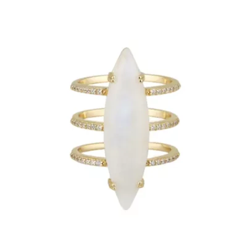 14k Gold Vermeil Moonstone Marquis Ring