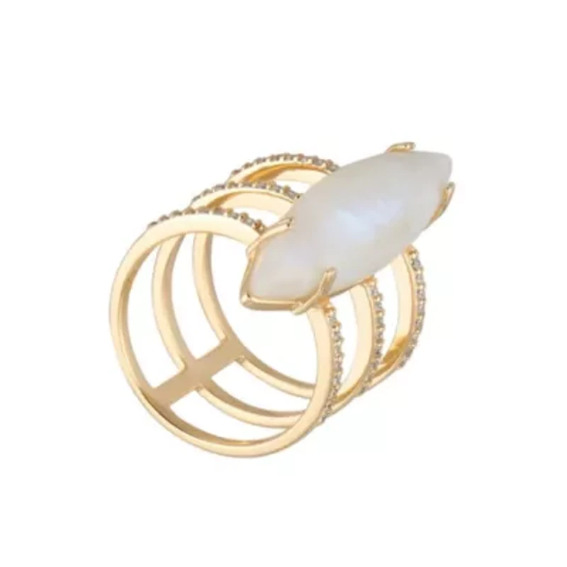 14k Gold Vermeil Moonstone Marquis Ring