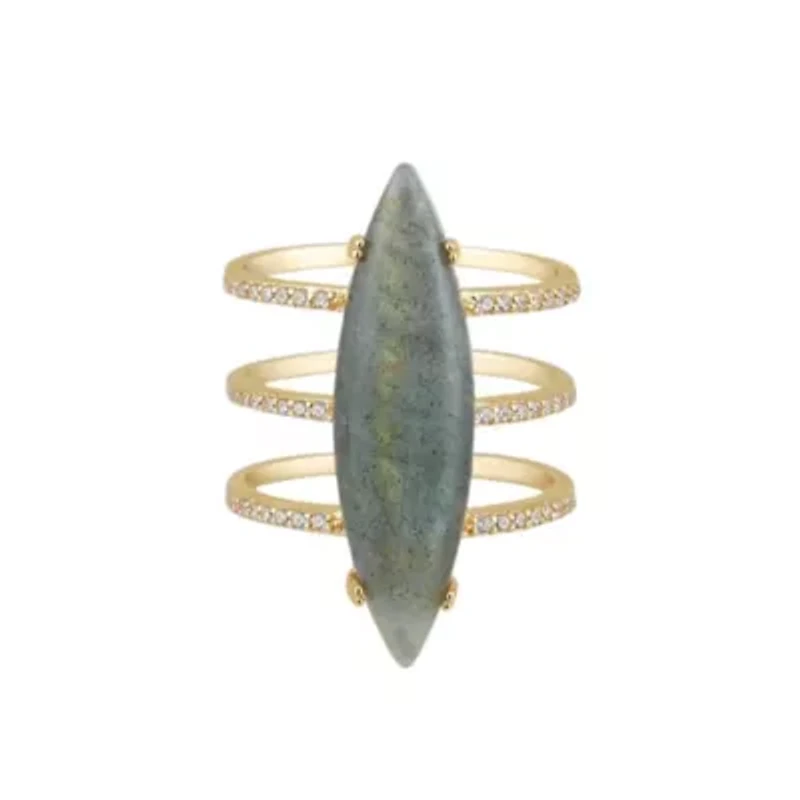 14k Gold Vermeil Labradorite Marquis Ring