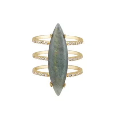 14k Gold Vermeil Labradorite Marquis Ring