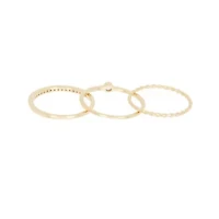 14k Gold Plated Three Band Ring Set