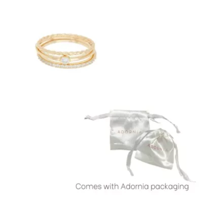 14k Gold Plated Three Band Ring Set