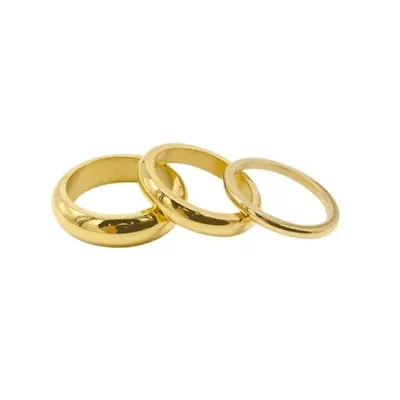 Tarnish Resistant 14k Gold Plated Matte Stacking Band Set