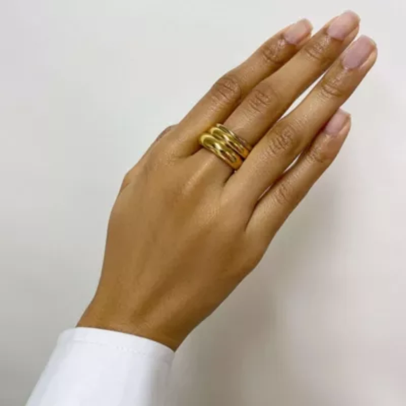 Tarnish Resistant 14k Gold Plated Matte Stacking Band Set