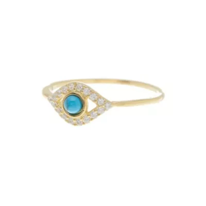 14k Gold Plated Evil Eye Ring