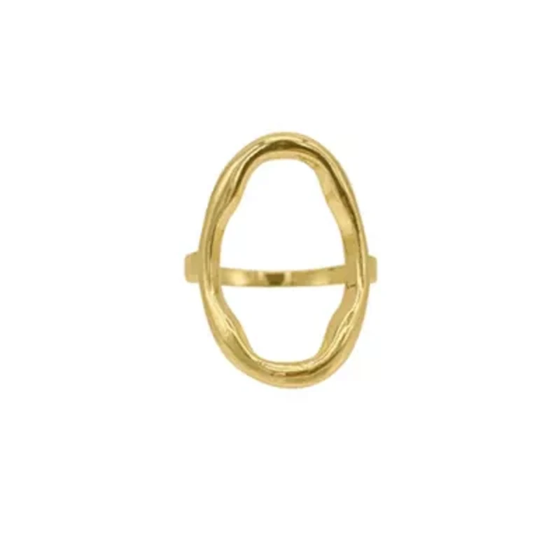 14k Gold Plated Open Hammered Oval Ring