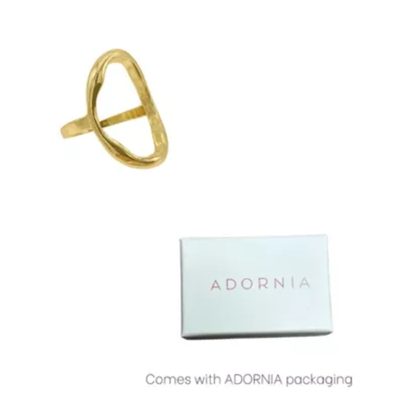 14k Gold Plated Open Hammered Oval Ring
