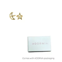 14k Gold Plated Moon and Star Ring Set