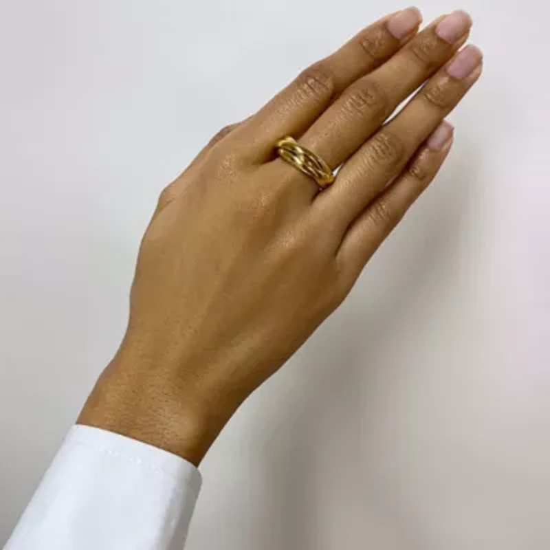 Tarnish Resistant 14k Gold Plated Interlocking Rings