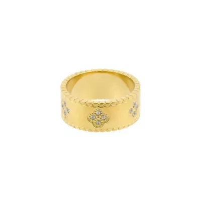 Tarnish Resistant 18k Gold Plated Crystal Clover Band Ring