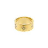 Tarnish Resistant 18k Gold Plated Crystal Clover Band Ring
