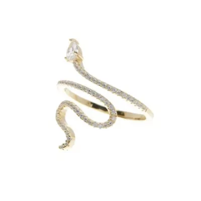 14k Gold Plated Snake Crystal Ring