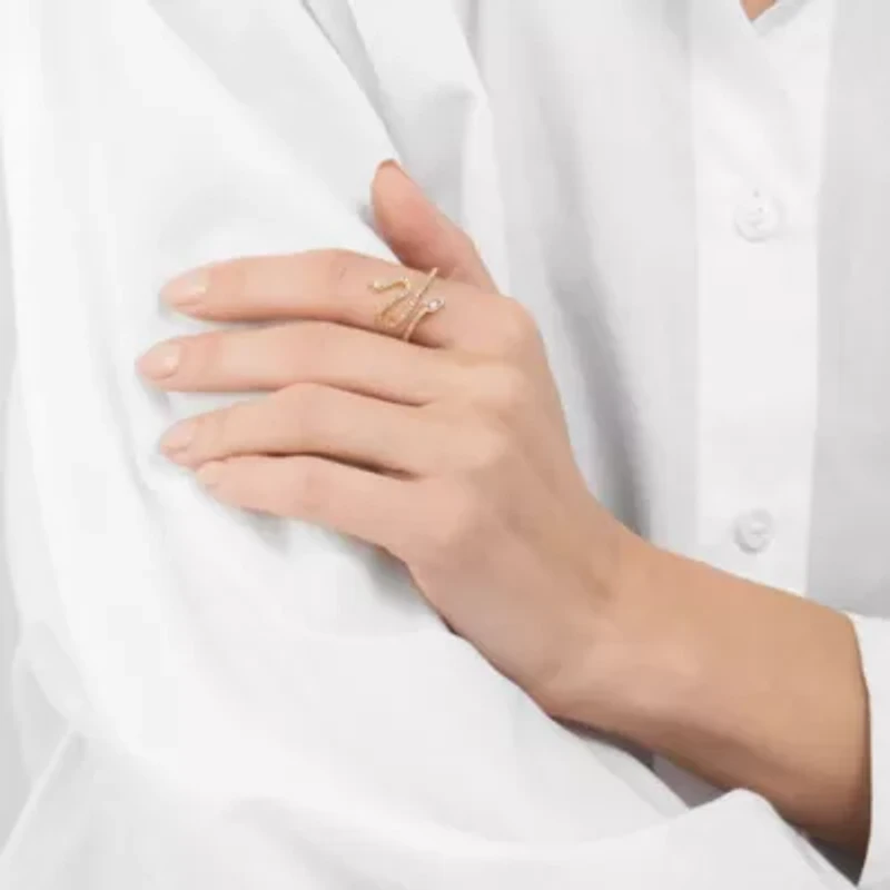 14k Gold Plated Snake Crystal Ring