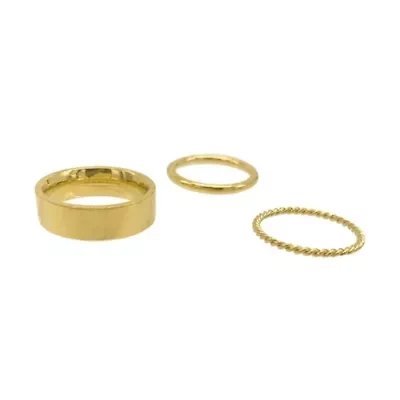 Tarnish Resistant 14k Gold Plated Stacking Band Set