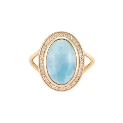 14k Gold Vermeil Larimar Halo Ring