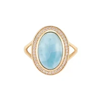 14k Gold Vermeil Larimar Halo Ring